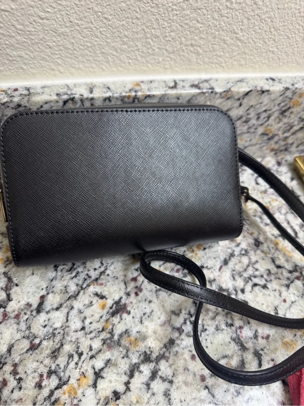 kate spade Black Saffiano Double-Zip Crossbody Bag